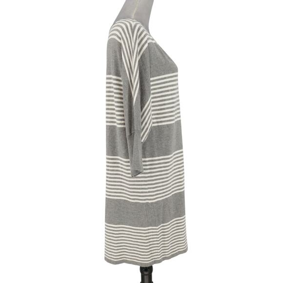 Torrid Sweater 2 Plus Size 2X Gray Ivory Stripe Ruched Side Hem Pullover Coastal - Picture 11 of 14